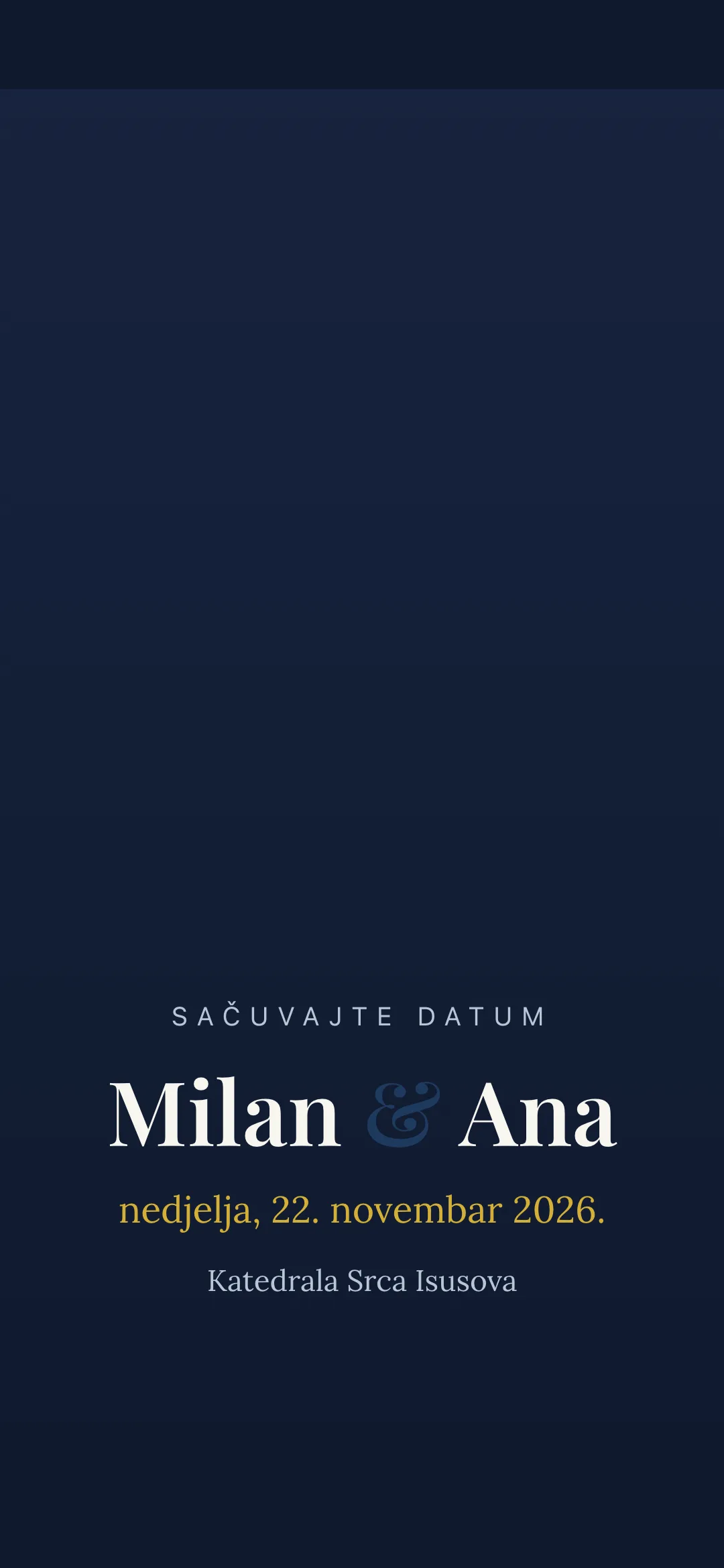Pregled demo pozivnice za Milan & Ana